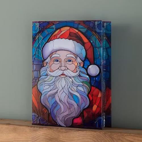 Samuel Alexander Multicolour Glass Santa Christmas Tabletop Decoration with Warm White LEDs, Height: 28 cm – 2