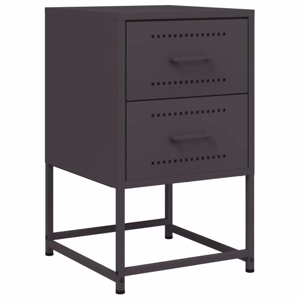 Berkfield Home Durable Metal Bedside Cabinet in Black, W/D/H: 39 x 39 x 60.5 cm – 3