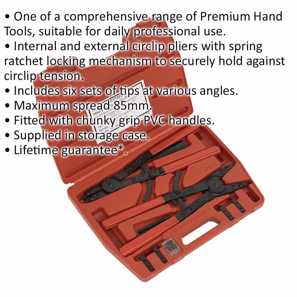 Loops Heavy Duty Circlip Pliers Set, Internal and External, Red and Multicolour, 400mm – 2