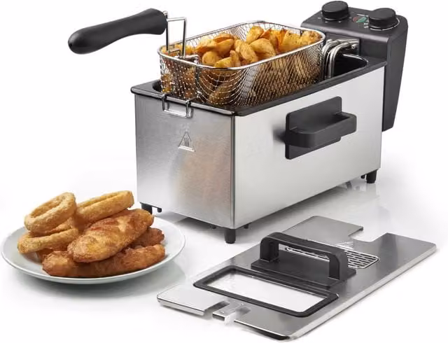 VonShef 2000W Deep Fat Fryer with 3L Capacity in Silver – 1