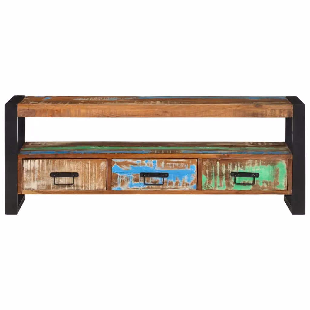 Berkfield Home Industrial TV Cabinet in Brown Reclaimed Solid Wood and Metal, W/D/H: 120 x 30 x 45 cm – 2