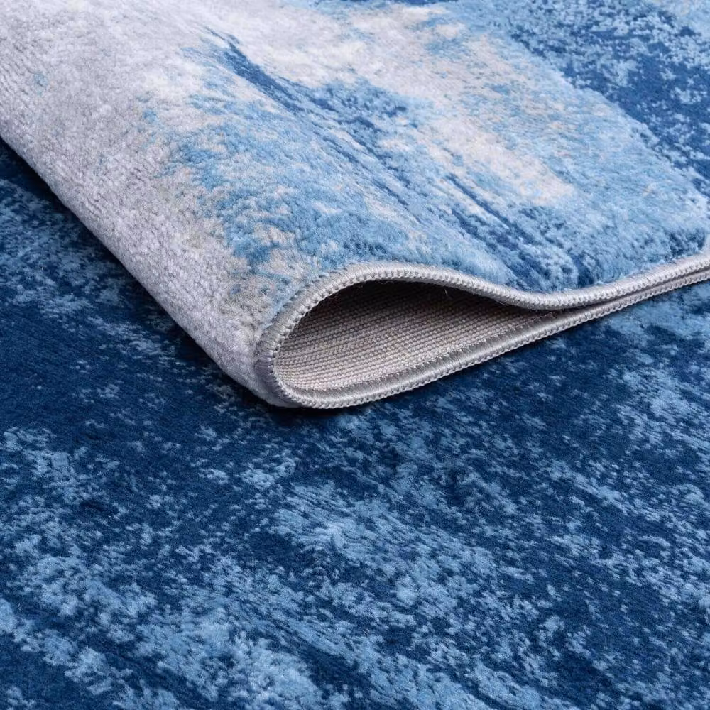 THE RUGS Elaris Stain Resistant Abstract Area Rug in Navy and Light Grey, W/D: 120 x 170 cm – 4