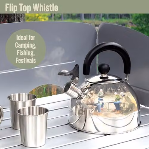 Milestone Camping 2L Whistling Stainless Steel Camping Kettle in Silver – 3