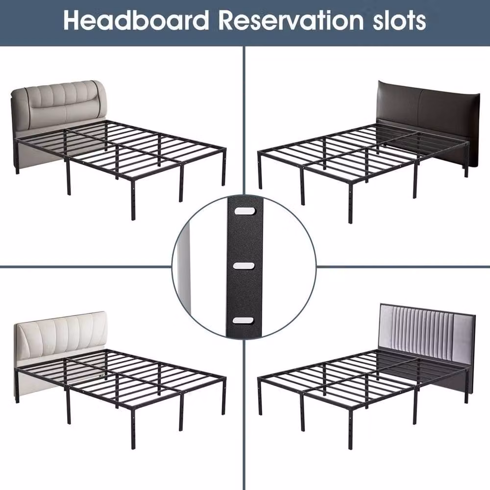 FLAVORA Heavy Duty Metal Single Bed Frame in Black, W/D/H: 90 x 190 x 45.72 cm – 3