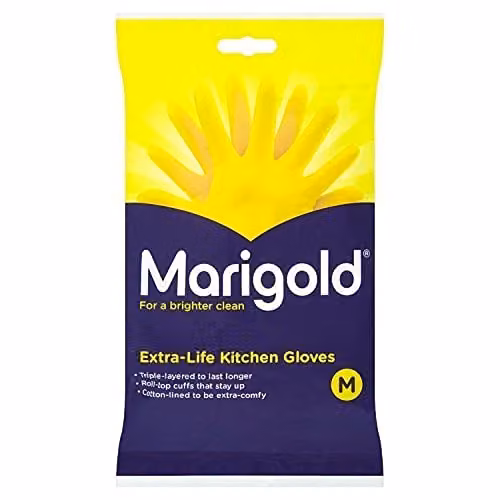 Marigold Unisex Yellow Rubber Kitchen Gloves, Pack of 1 – 1