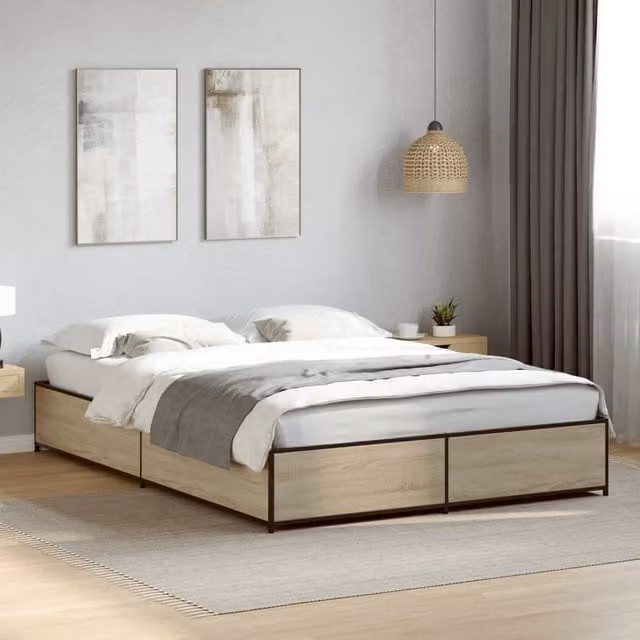 Berkfield Home Sonoma Oak Small Double Bed Frame in Brown, W/D/H: 120 x 190 cm