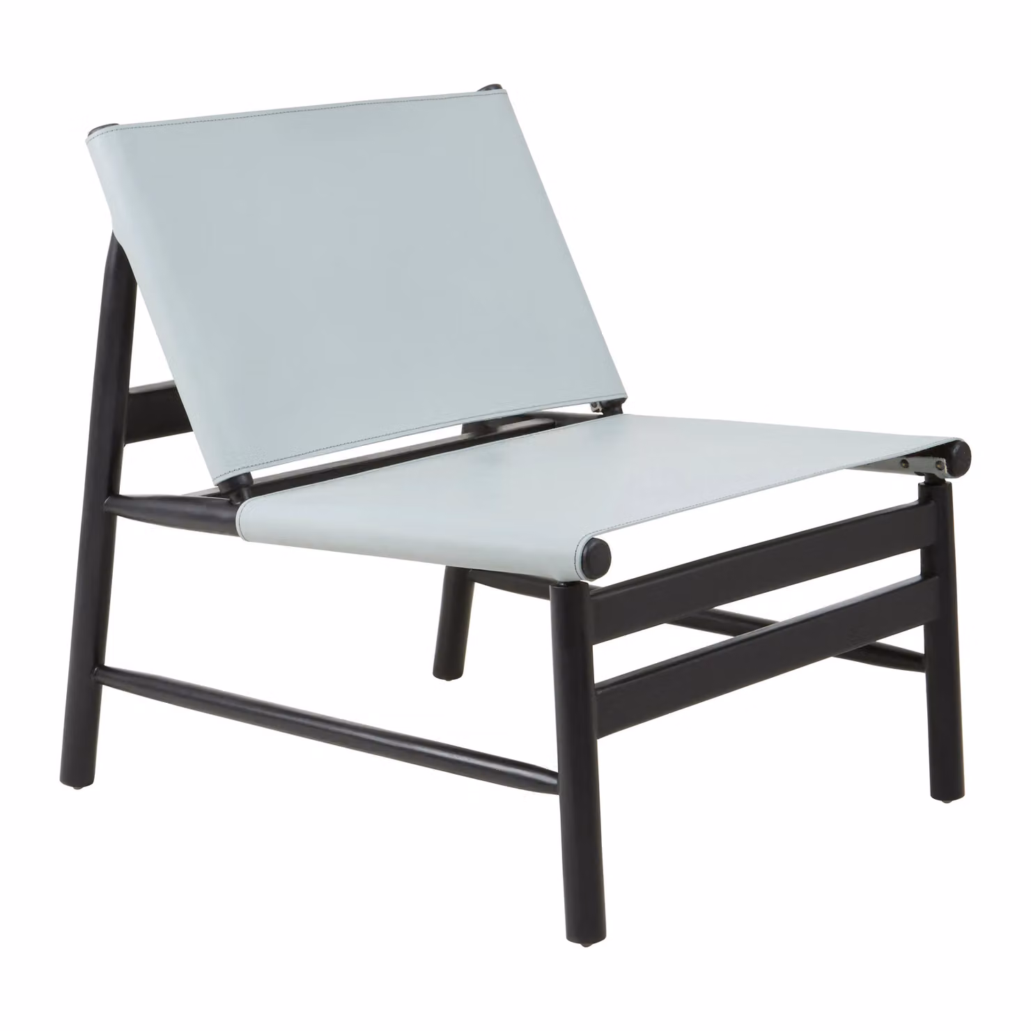 Orsina Grey Plain Cow Leather Armchair with Black Wooden Frame – 3