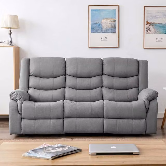 More4Homes Seattle Electric Fabric Recliner 3+2+1 Sofa Armchair Set Suite in Grey