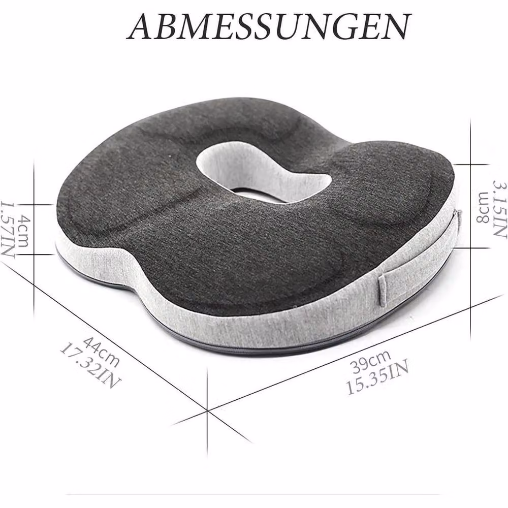 KORVIXA Grey Memory Foam Oval Seat Cushion for Office Chairs – 2