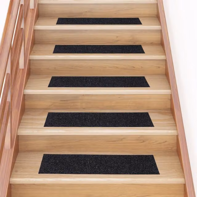 Berkfield Home Self-adhesive Rectangular Stair Mats, 15 Pieces, Black, W: 76 cm, D: 20 cm – 1