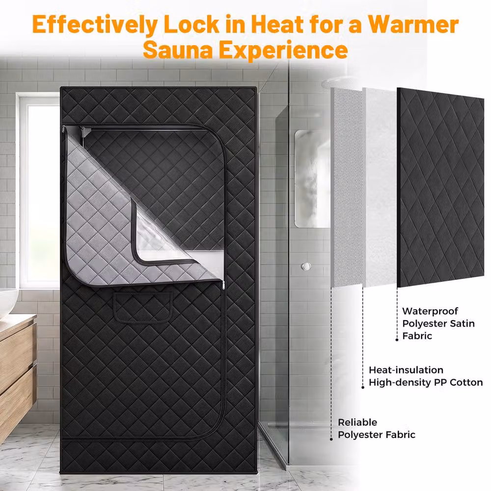 Costway Portable Far Infrared Sauna Box Full Body Sauna Tent with Remote Control, Black – 5