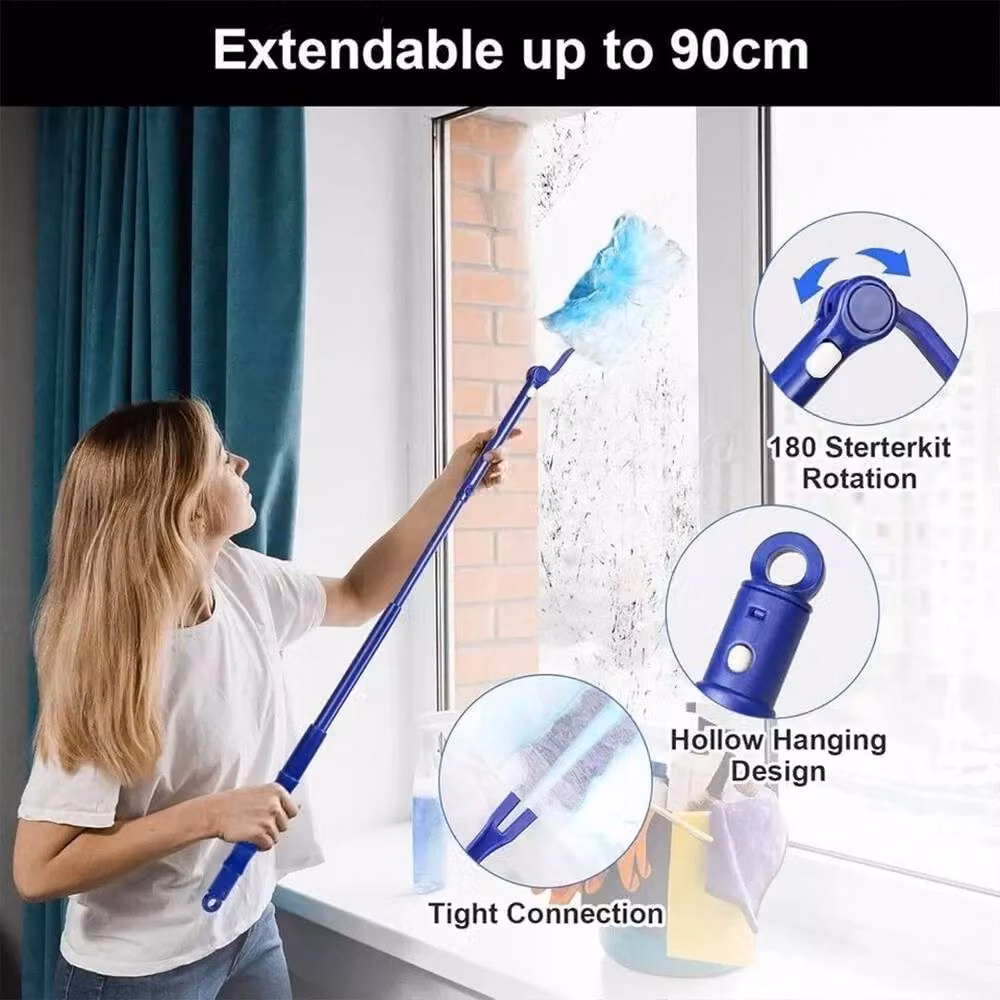 FLAVORA Electrostatic Dust Magnet Duster Kit with Bendable and Extendable Handle in Blue – 4