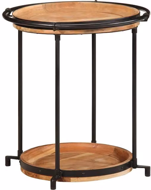 Berkfield Home Round Acacia Wood Side Table in Brown, W/D/H: 55 x 55 x 60 cm – 1