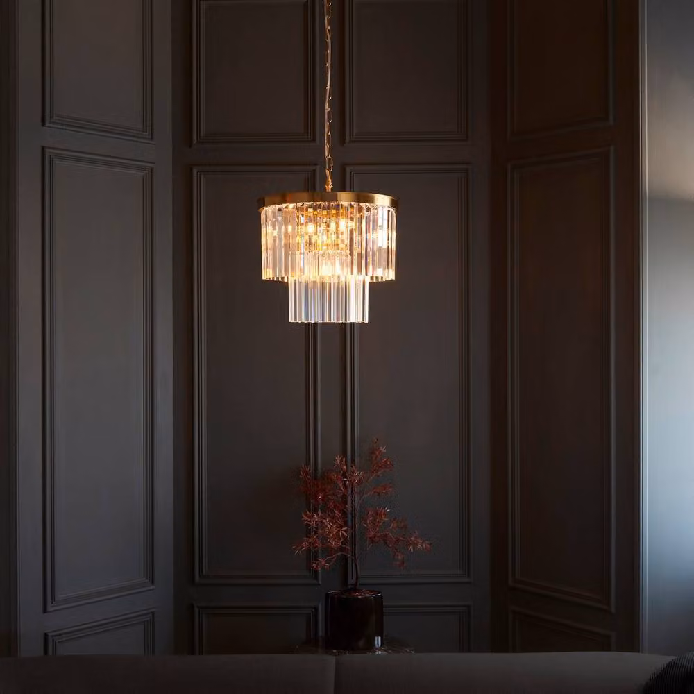 Netlighting Conaston Gold and Transparent Cut Glass Pendant Light with 4x E14 Sockets – 2