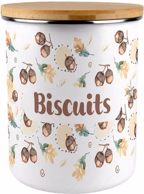 Purely Home Floral Metal Biscuit Tin in Brown and White