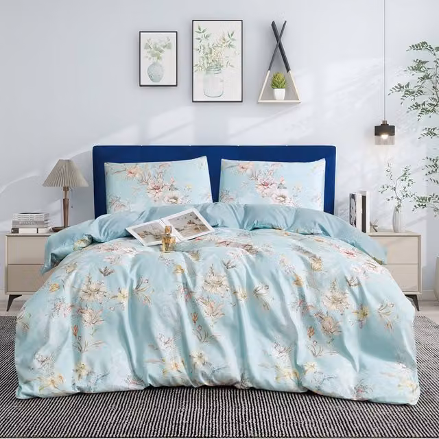 Ezysleep Savannah Floral Printed Duvet Set and Pillowcase in Multicolour and Green, 230 x 230 cm