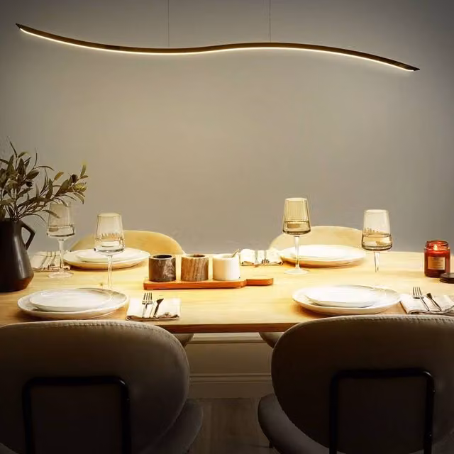 Wyld and Coco Gold Pendant Lamp with Integrated LED and Height Adjustable Wavy Shade – 1