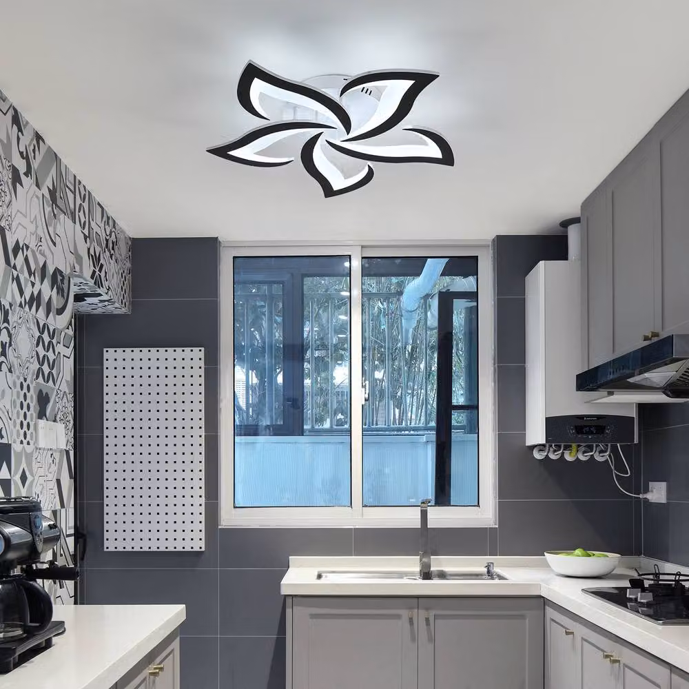 Pheashine Black Flower LED Ceiling Light, 60W, 6700LM, 6500K Cool White, Acrylic and Metal – 4