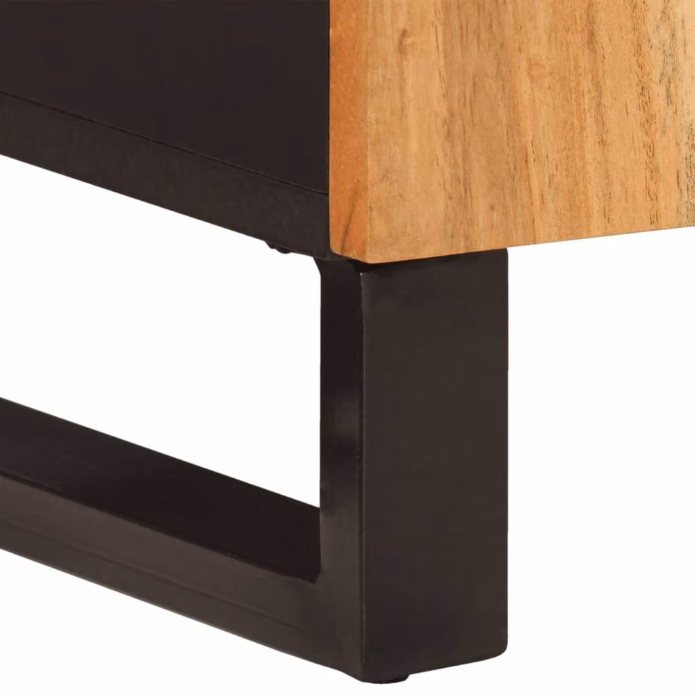 Berkfield Home Acacia Wood Sideboard with 2 Doors in Brown, W/D/H: 90 x 33 x 75 cm – 7
