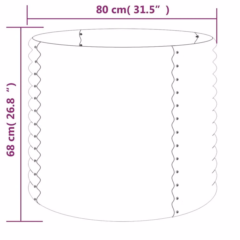 Berkfield Home Garden Steel Planter in Grey, W/D/H: 80 x 80 x 68 cm – 2