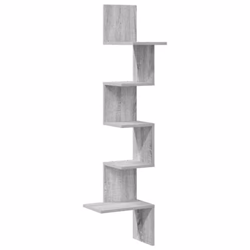 vidaXL Wall Mounted Corner Shelf in Grey Sonoma, W/D/H: 32 x 32 x 127.5 cm – 1