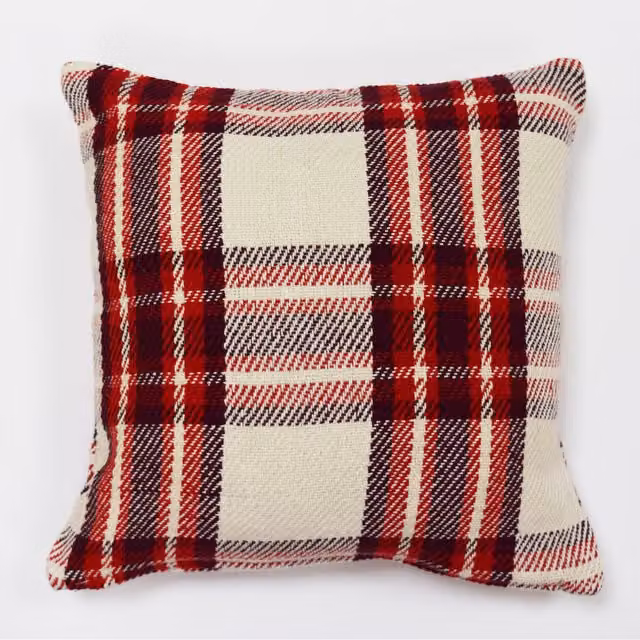 Rapport Home Highland Check Square Cushion Cover, Red, W/D/H: 43 x 43 x 43 cm
