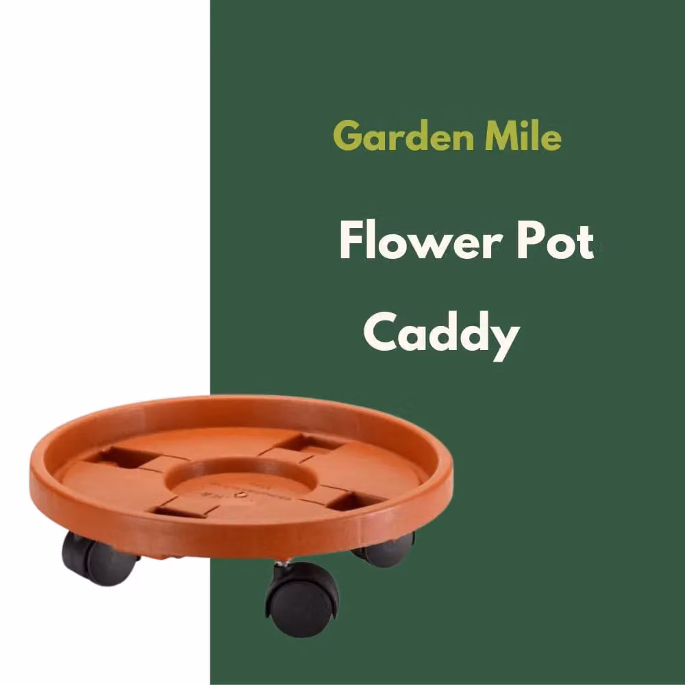 Marco Paul Plant Pot Caddy, Burnt Orange, Diameter: 29 cm – 4