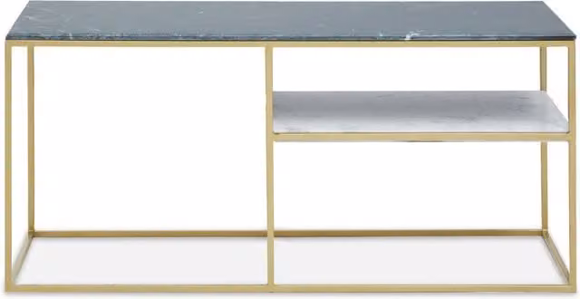 Orsina Modern Marble and Gold Geometric Frame Console Table, W: 130 cm, D: 46 cm, H: 61 cm – 1