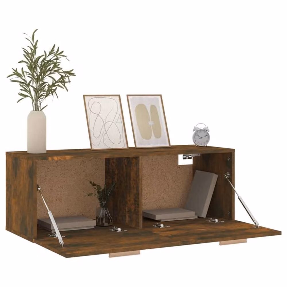 Berkfield Home Wall Mounted Cabinet in Smoked Oak Brown, W: 100 cm, D: 36.5 cm, H: 35 cm – 3