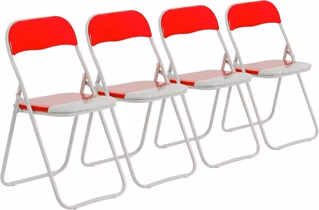 Harbour Housewares Red Padded Folding Chairs, Pack of 4