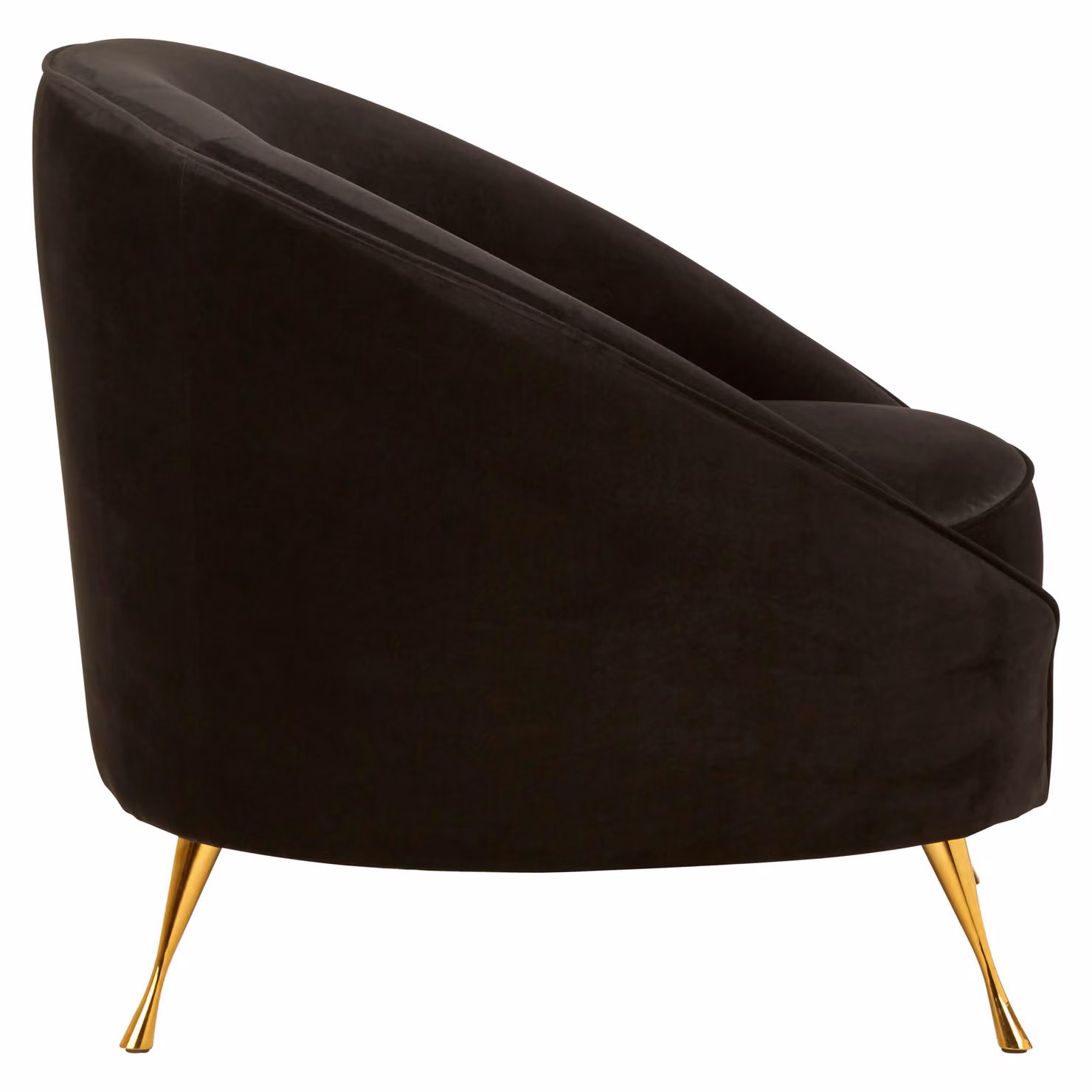 Orsina Black Velvet Armchair with Gold Finish Metal Legs and Integrated Armrests – 3