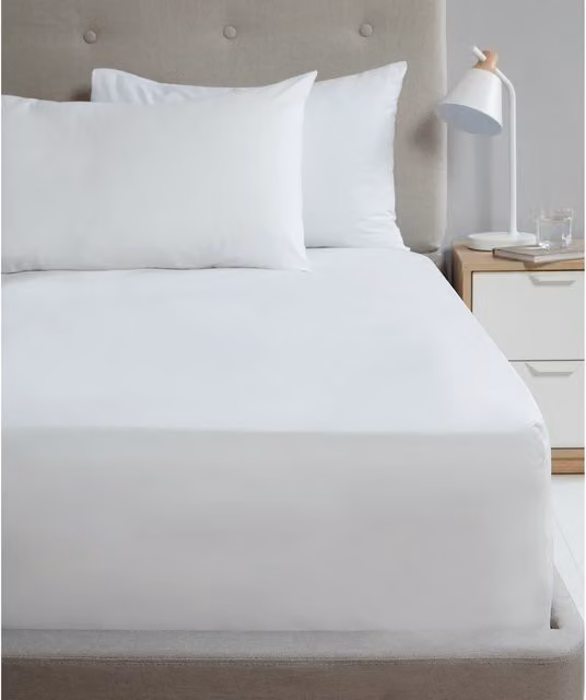 Rapport Home 200 Thread Count White Cotton Percale Housewife Pillowcases, Pack of 2