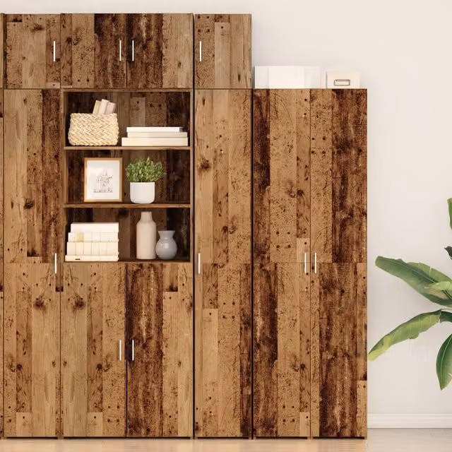 Berkfield Home Slim Storage Cabinet in Brown Old Wood, W/D/H: 30 x 22.5 x 225 cm