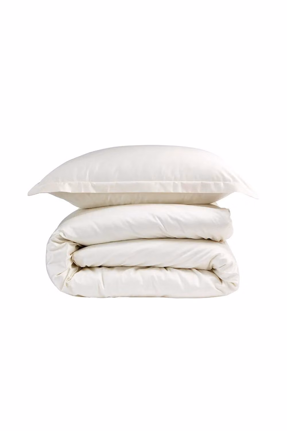 Christy 400TC Luxury Cotton Sateen Plain Dye Duvet Cover Set in Ivory, Double (W: 200 cm, H: 140 cm) – 2