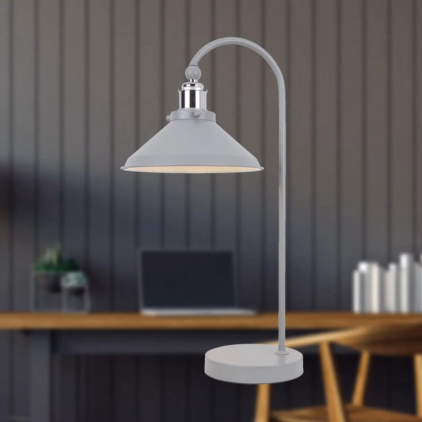 First Choice Lighting Maxwell Task Table Lamp in Grey and Chrome – 2