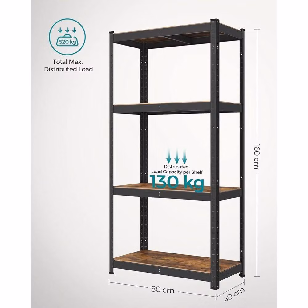 KORVIXA Industrial Freestanding Shelving Unit in Brown, W/D/H: 40 x 40 x 160 cm – 2