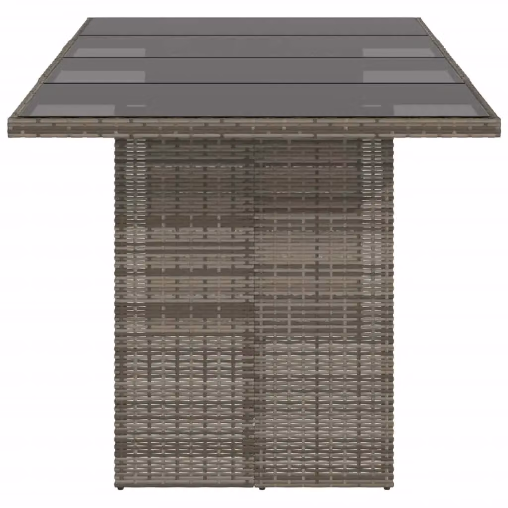 Berkfield Home Grey Poly Rattan Garden Table with Glass Top, W/D/H: 190 x 80 x 74 cm – 3