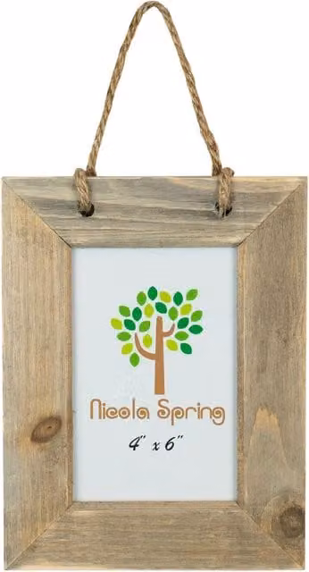 Nicola Spring Rustic Heart Hanging Single Wood Photo Frame, Brown, W/H: 15.24 x 15.24 cm