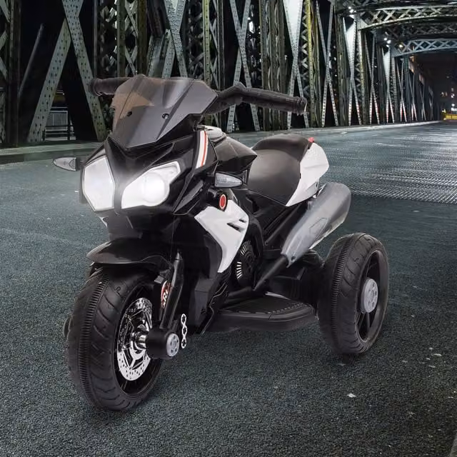 HOMCOM Kids Electric Motorcycle Ride On Toy with 6V Rechargeable Battery, Music, Horn and Lights, Black