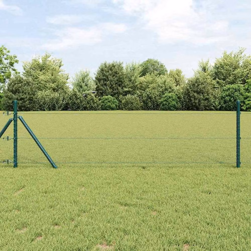 Berkfield Home Hexagon Steel Fence in Grey and Green, 0.8 x 100 m – 2