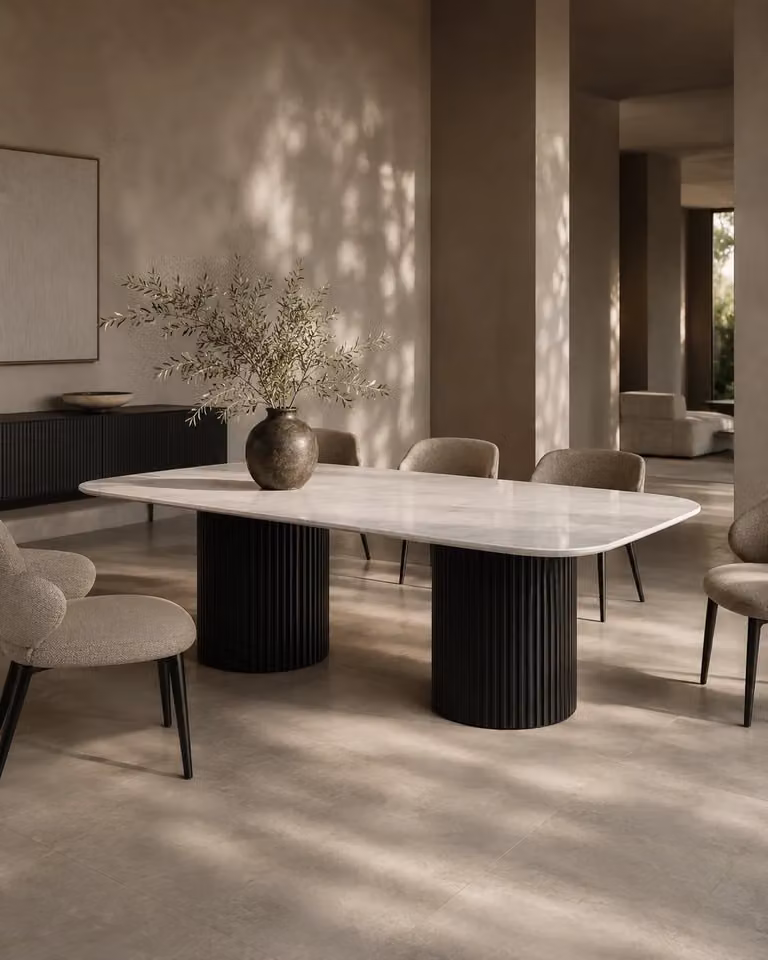 Tommy Franks Lantine Marble 240 Oval Dining Table in Matt Black and White