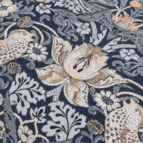 Morris & Co. Strawberry Thief Blue Floral Velvet Feather Filled Square Cushion W/D/H: 55 x 55 x 55 cm – 4