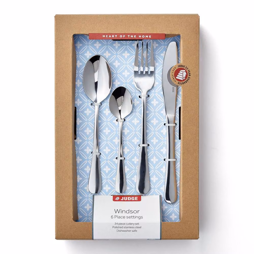 Judge Windsor 24 Piece Polished Stainless Steel Cutlery Set in Silver – 2