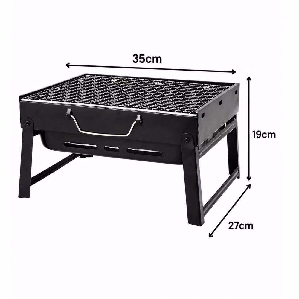 Marco Paul Portable Tabletop Camping BBQ Grill in Black with Cast Iron Charcoal Grate, W/D/H: 35.0 x 27.0 x 19.0 cm – 2