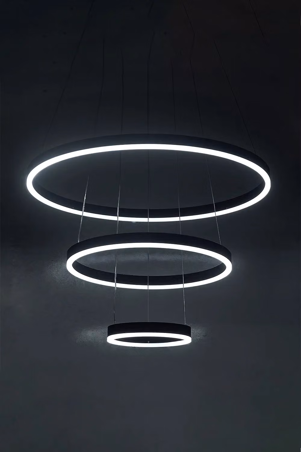Living and Home 3 Ring LED Pendant Light in Black with Cool White Light – 3