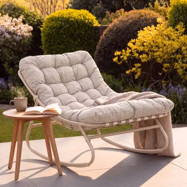 Artemis Home Softrock Outdoor Rocking Chair in Beige with Cushions