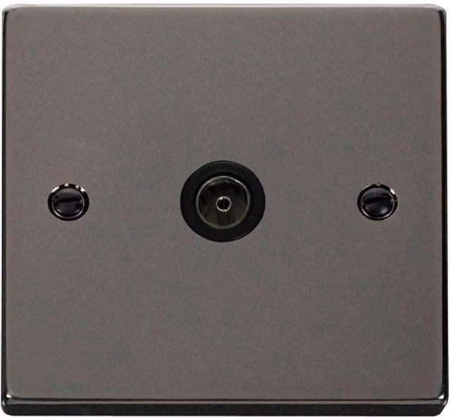 SE Home Black Nickel 1 Gang Single Coaxial Flush TV Socket with Stainless Steel Plate