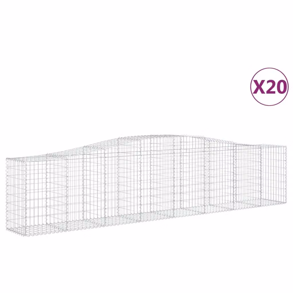 Berkfield Home Arched Gabion Baskets, 20 Pieces, Silver Galvanised Steel, W/D/H: 400 x 50 x 80/100 cm – 2