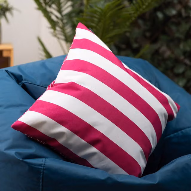 Icon Deck Stripe Reversible Pink Outdoor Square Cushion