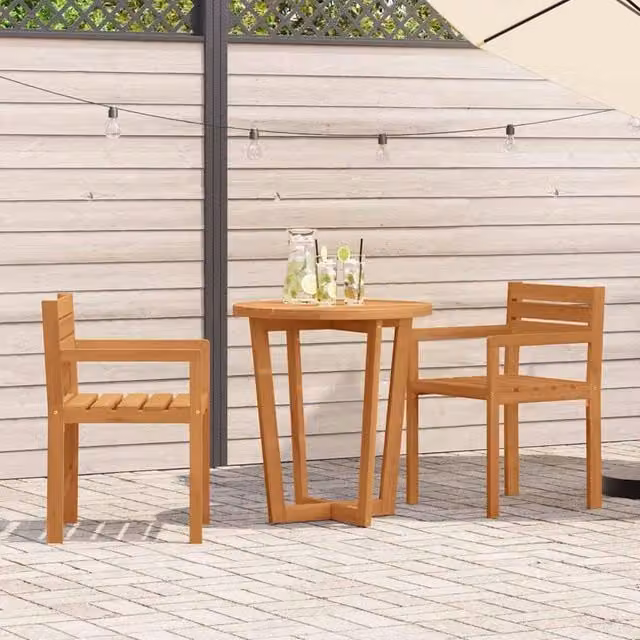 Berkfield Home 3 Piece Solid Acacia Wood Garden Dining Set in Brown – 1